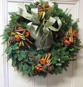 door wreath fruits