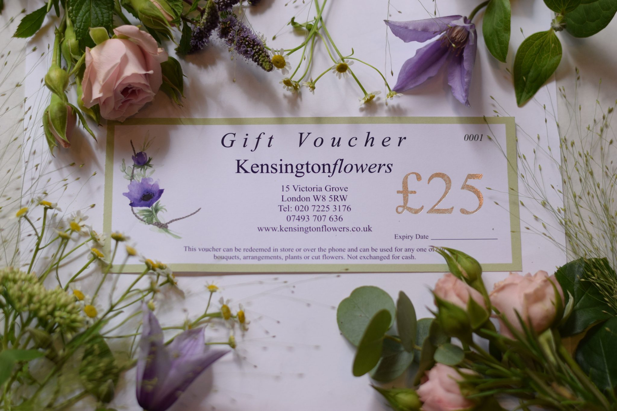 KF flower gift vouchers Kensington Flowers