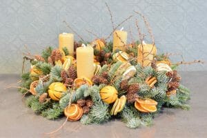 Advent wreath  rustic fruits