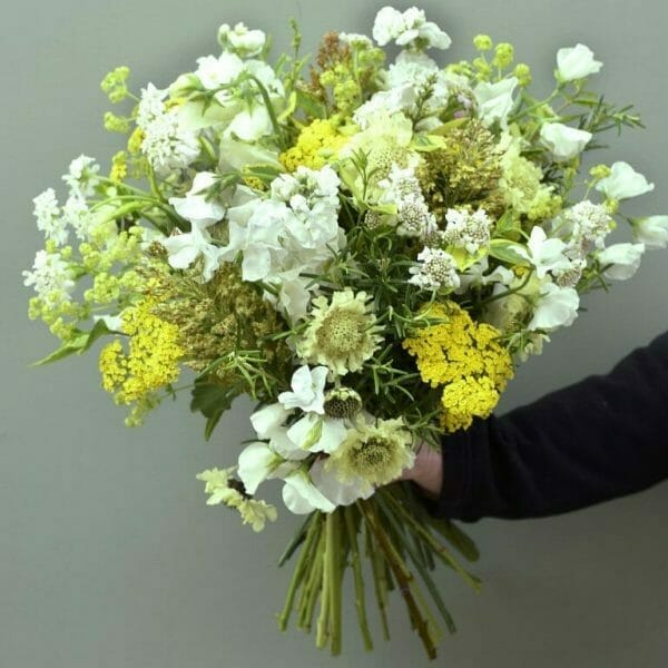 Photo showing sample of the British flower scented garden bouquet available to order from Kensington flowers London